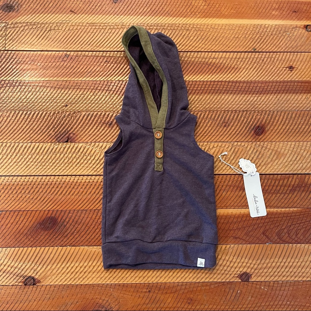 NEW Lulu + Roo Sleeveless Hoodie Eggplant Purple & Green size 12-18 months